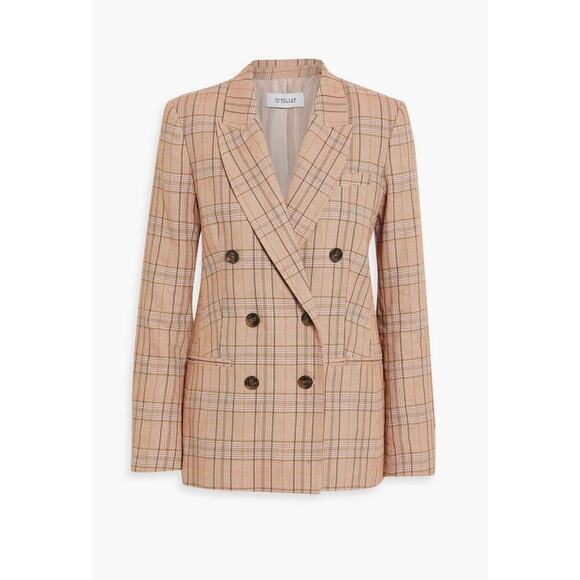 DEREK LAM 10 CROSBY Checked linen-blend tweed blazer Size 14 Brown Multi Color - Picture 1 of 15